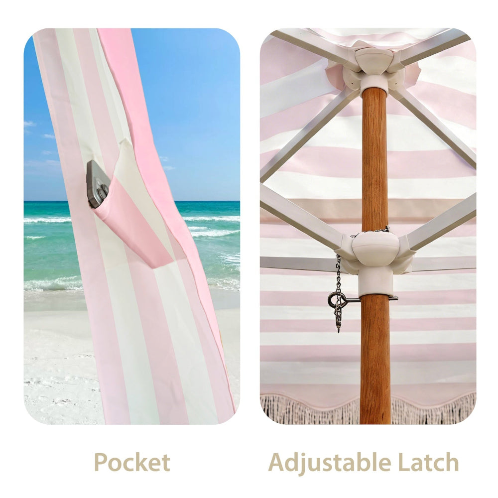 AMMSUN 6'×6' Bobo Beach Cabana for camping sun shelters with Fringe, beach cabana with pocket and adjustable latch