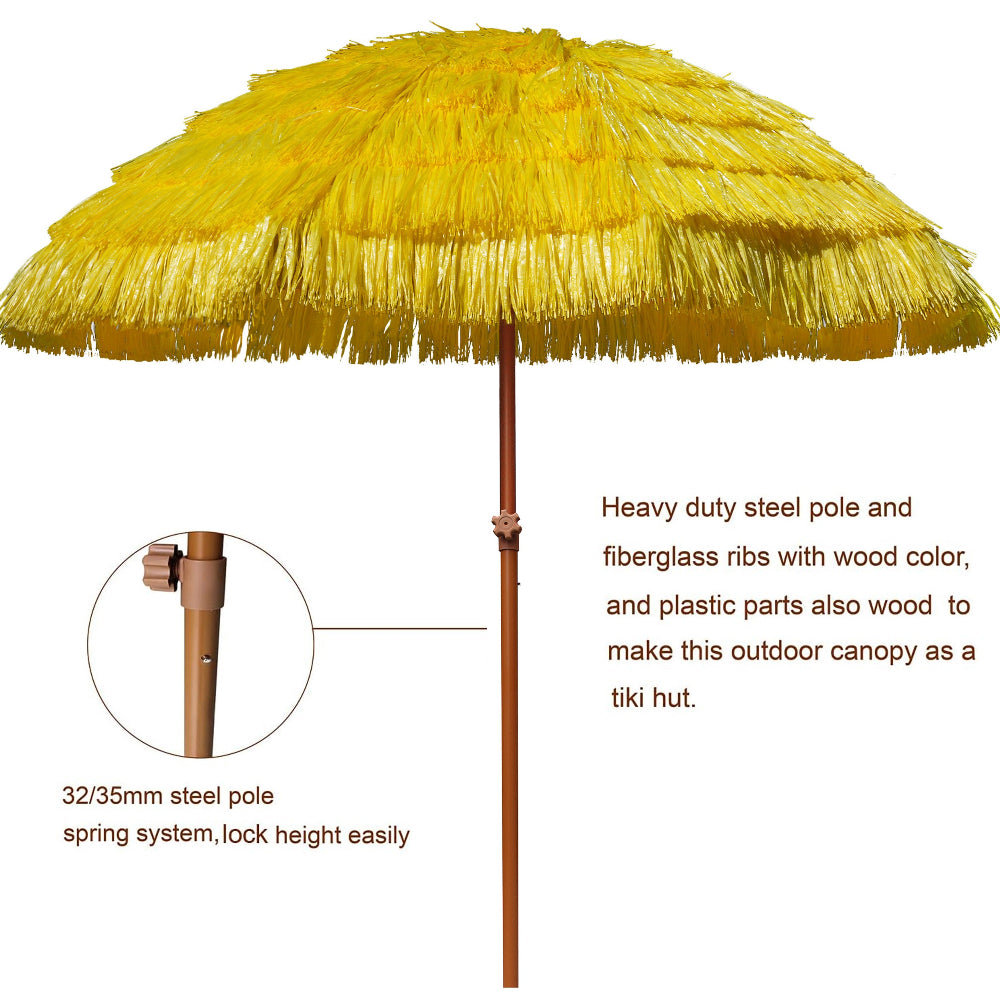 hut patio umbrella AMMSUN 7.5ft Hula Thatched Tiki Patio Beach Umbrella Hawaiian Style Yellow