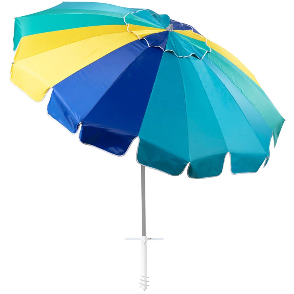 AMMSUN 7.5ft Beach Umbrella with sand anchor,Multicolor Blue - AMMSUN Beach Umbrella