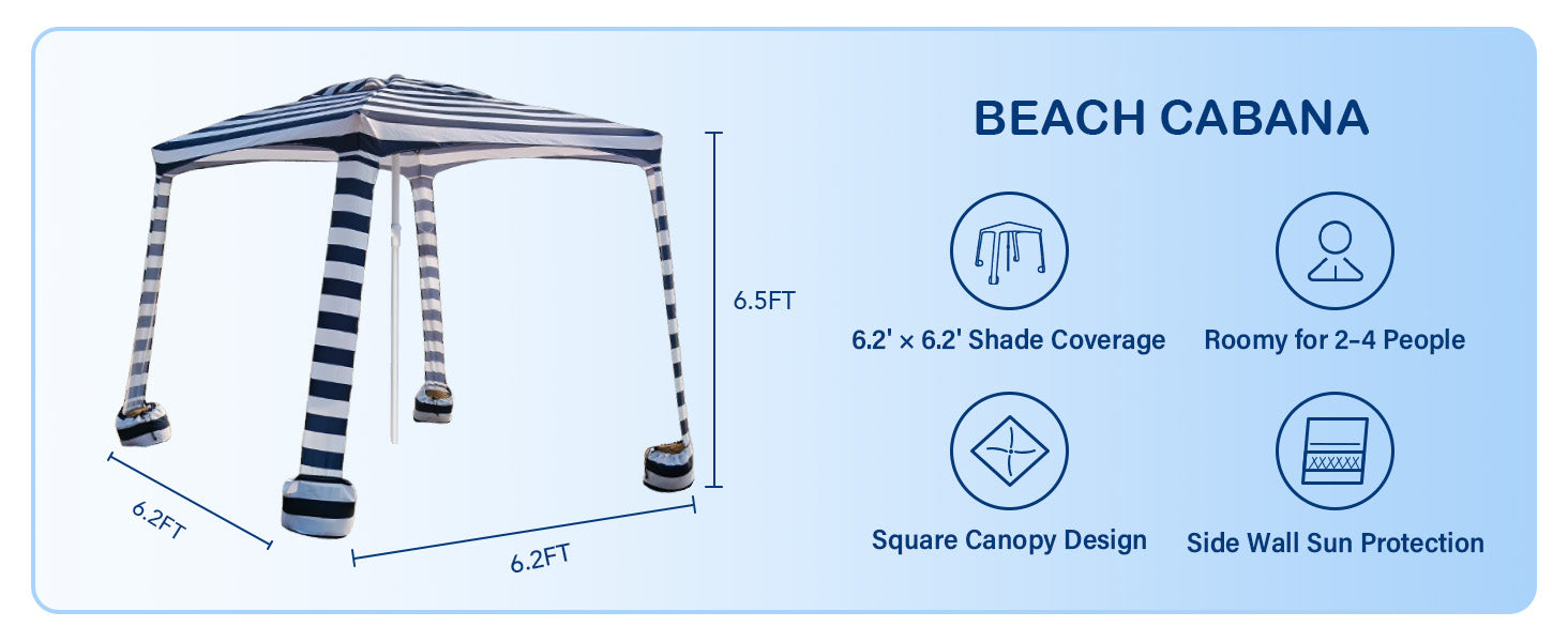 AMMSUN beach cabanas beach shade canopy for sand with side wall is in 6.5ft tall