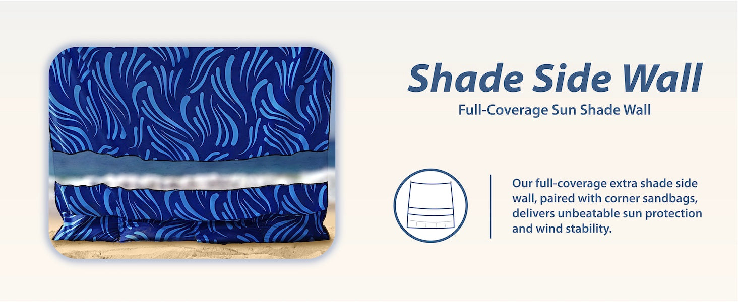 AMMSUN 8'x8' easy setup beach tent portable cabana has side wall for more shade