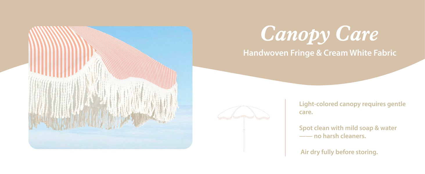 AMMSUN 6.5ft outdoor umbrellas for patio has handwoven fringe for boho umbrella