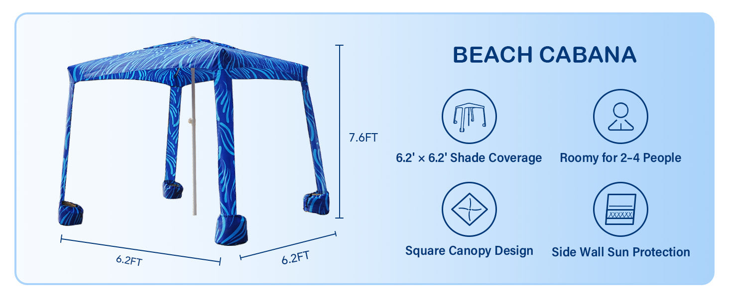 AMMSUN beach cabanas beach shade canopy for sand with side wall is in 6.5ft tall