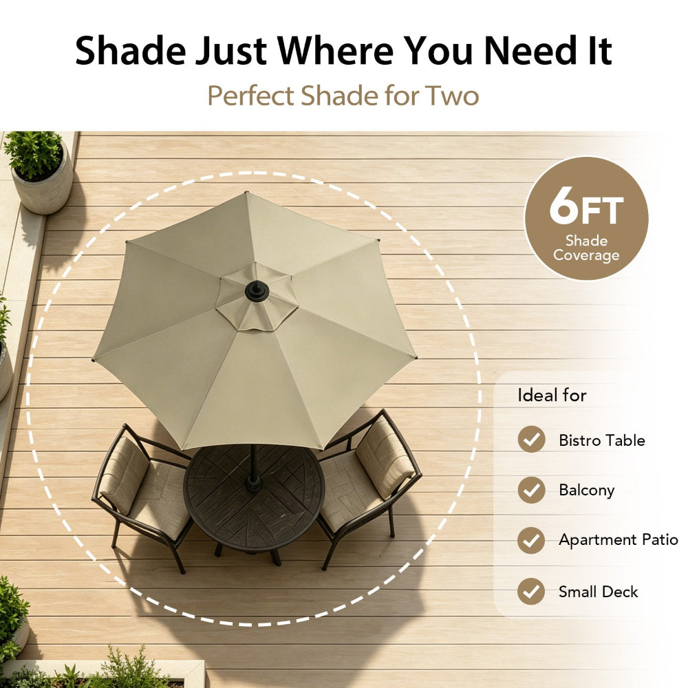 AMMSUN 6ft Patio Table Umbrella,Khaki outdoor umbrellas clearance- AMMSUN Beach Umbrella