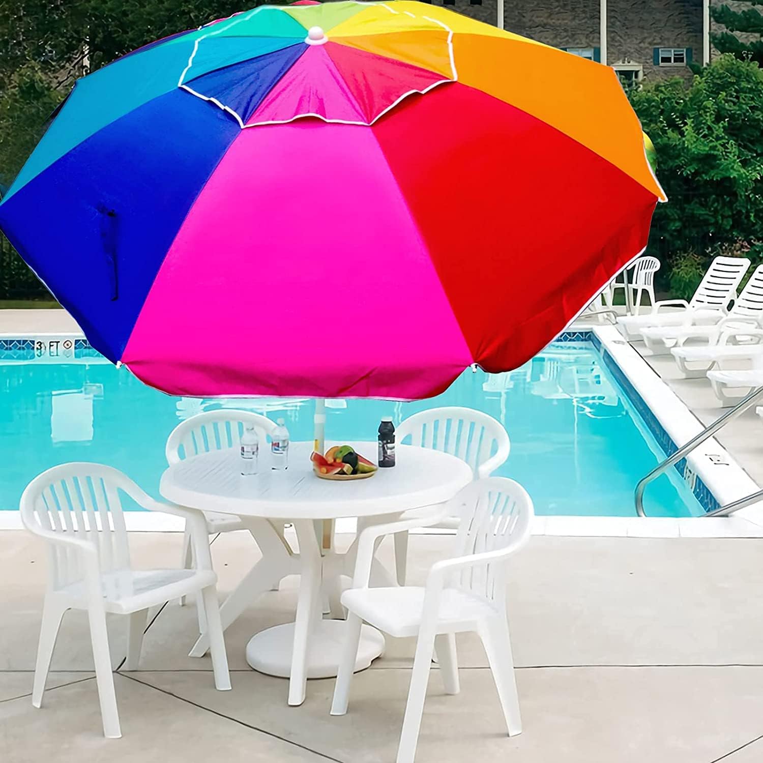 AMMSUN 6.5ft Outdoor Umbrella Rainbow