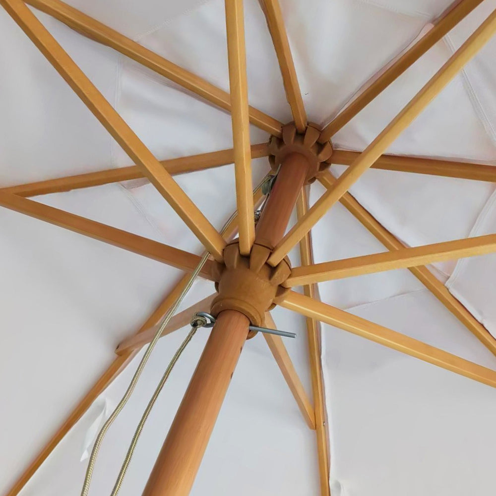 AMMSUN backyard umbrella with pulley system for outdoor patio umbrella has wood pole and ribs