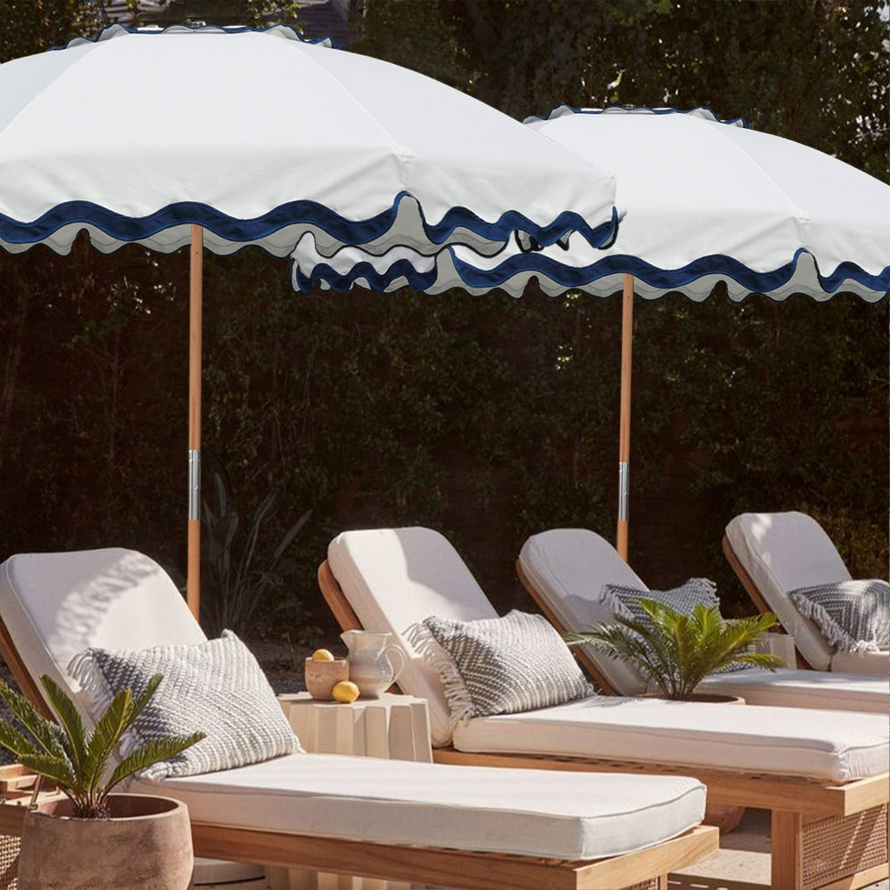 AMMSUN 7.8ft Beach & Patio Umbrella, Rivulet Blue,steel ribs