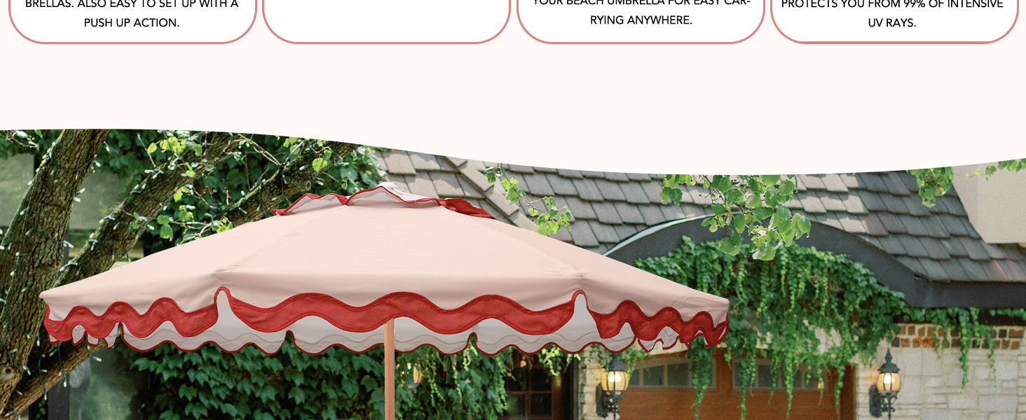 AMMSUN 7.8ft deep peach high wind  seashore umbrella displayed in an outdoor setting.