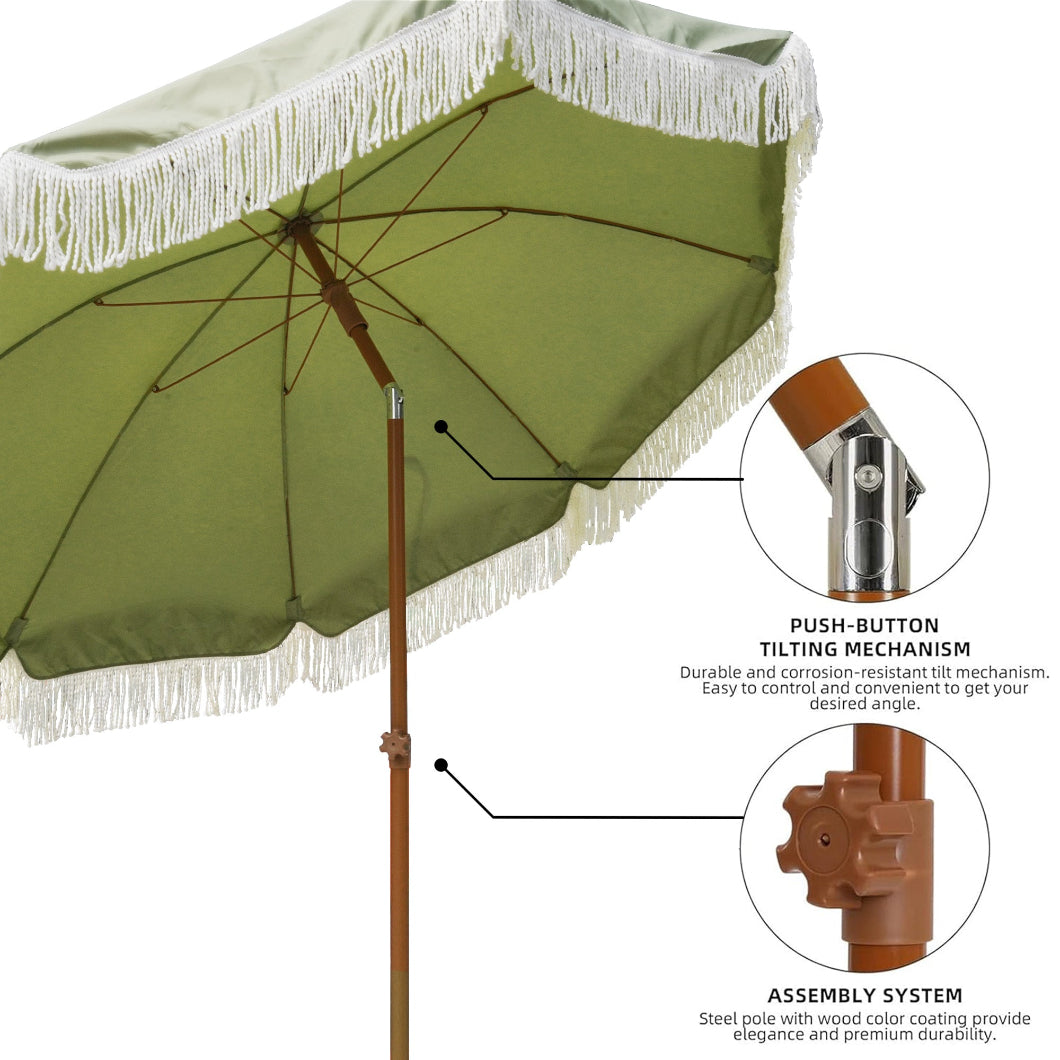 7ft tilting patio umbrella AMMSUN 7ft Patio Fringe Umbrella,Sage Green