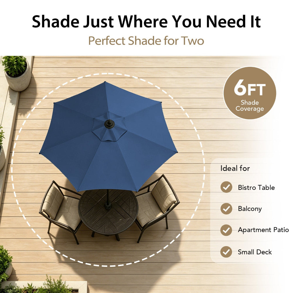 AMMSUN 6ft Patio Umbrella Outdoor Table Umbrellas with Push Button Tilt, UPF50+ Premium Steel Pole and Ribs