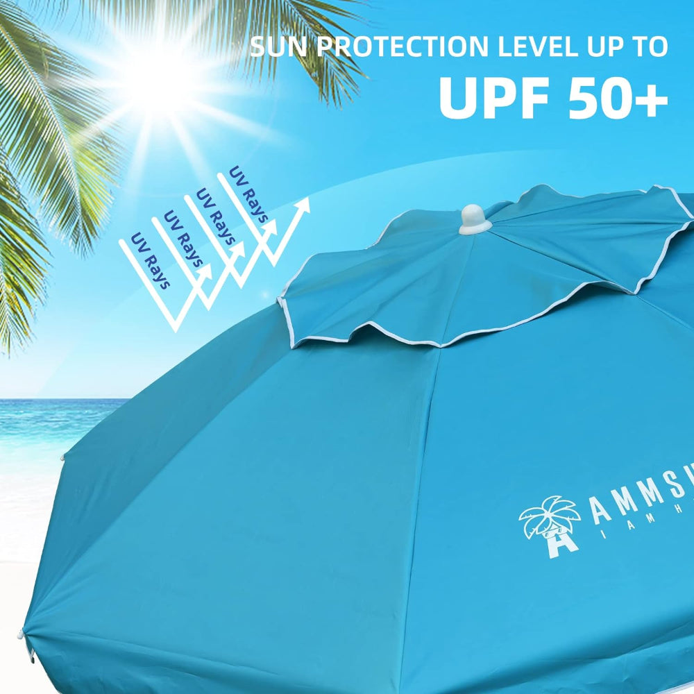 AMMSUN 6.5ft Outdoor Umbrella,Sky Blue