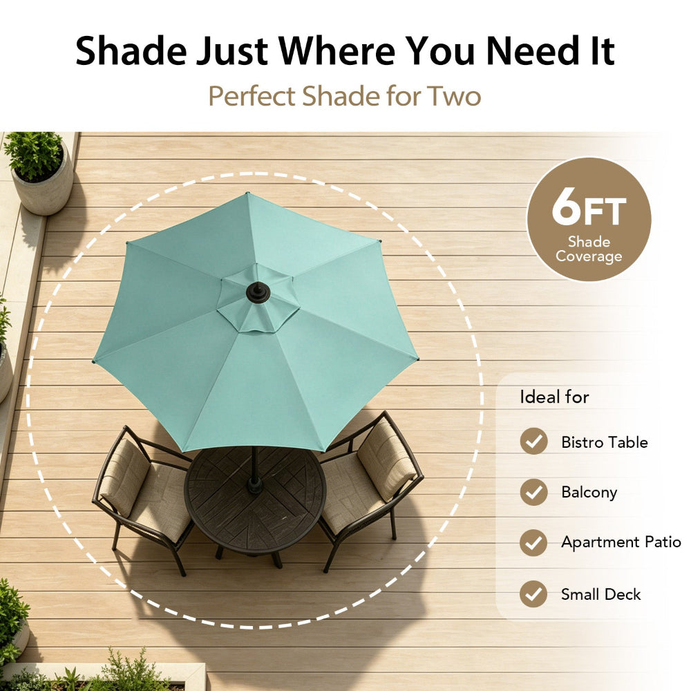 AMMSUN 6ft Patio Umbrella Outdoor Table Umbrellas with Push Button Tilt, Aqua Green
