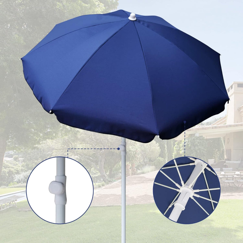 denim blue patio umbrella AMMSUN 6ft Outdoor Picnic Umbrella,Blue
