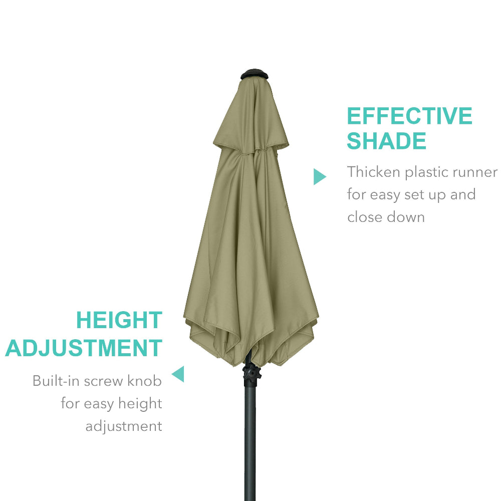 The AMMSUN 6ft khaki outdoor patio best compact umbrella with thicken plastic runner and height adjust knob