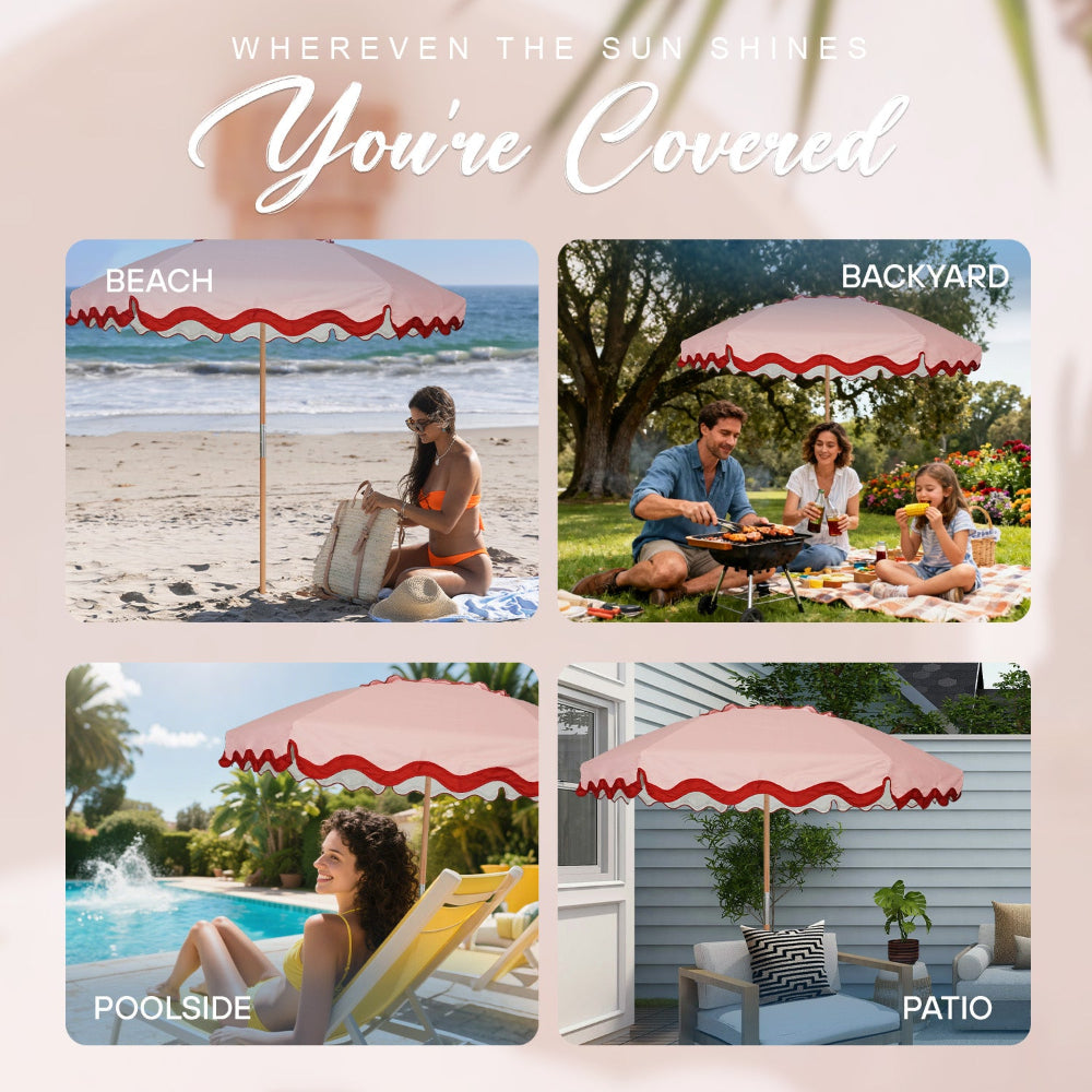 AMMSUN 7.8ft deep peach wind resistant beach umbrella for pool patio and backyard