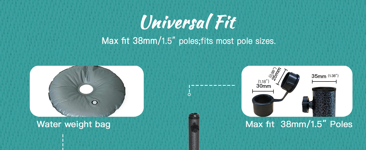 AMMSUN umbrella stand outdoor base  max fits for 1.5