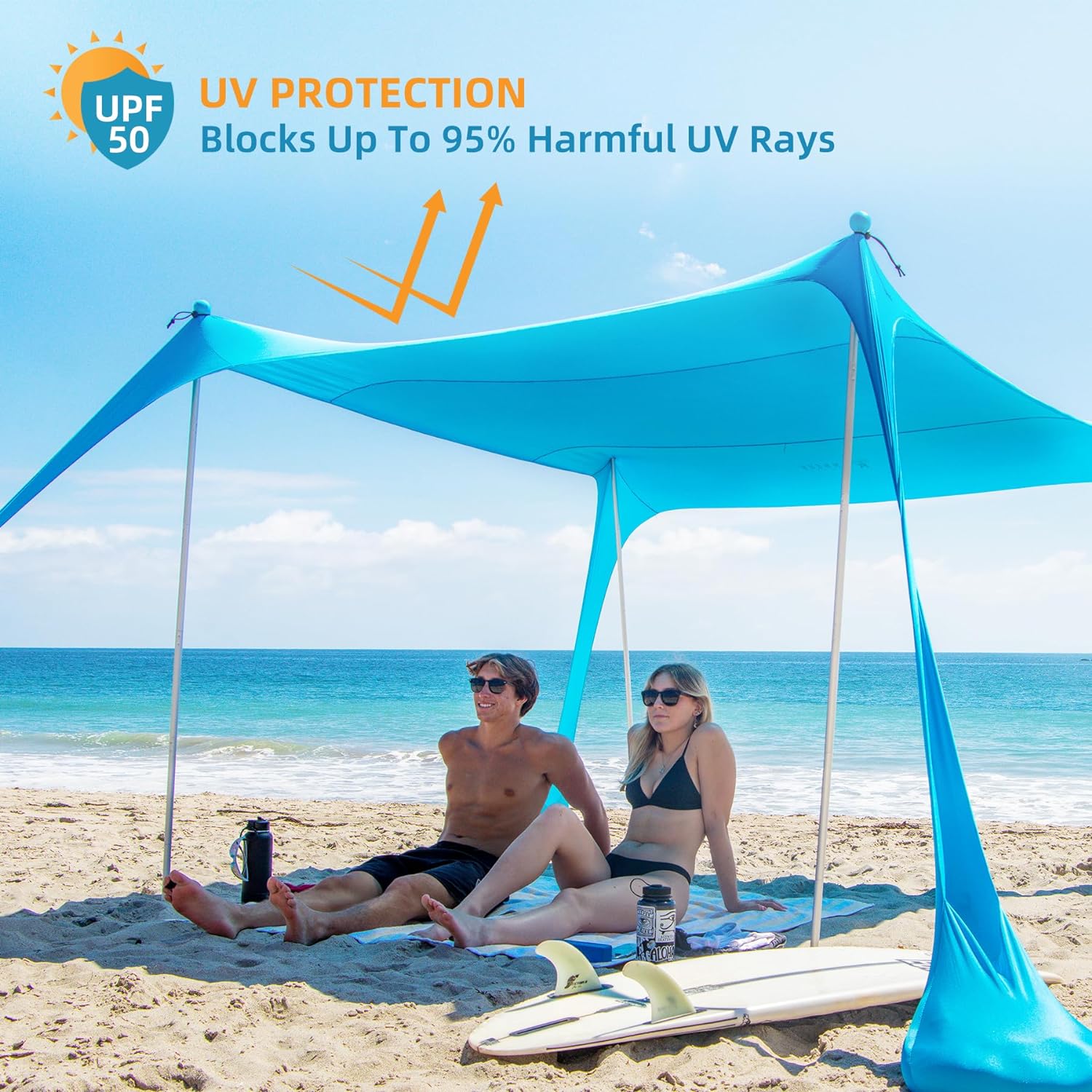 AMMSUN 8X 8ft Portable Beach Tent Sun Shelter