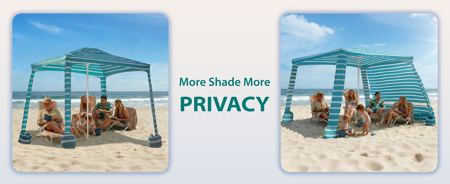 AMMSUN 8ftx 8ft cool cabanas beach canopy with sunwall provides more shade and provacy