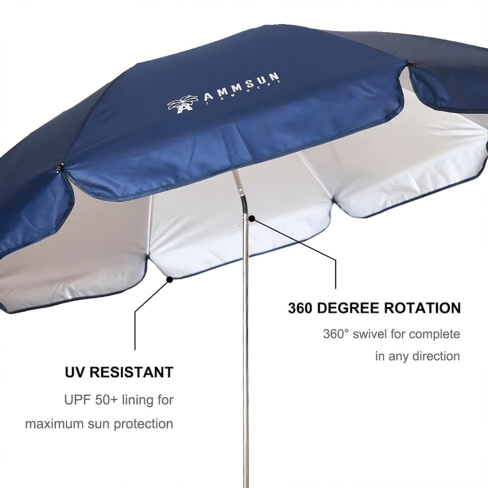 AMMSUN extra large chair umbrella with universal clamp adjustable has 360-degree swivel UPF 50+ function