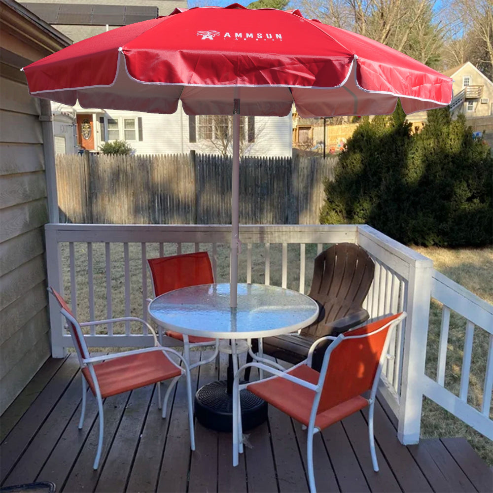 beach patio umbrella in red 6 ft AMMSUN 6.5ft Outdoor Umbrella,Red