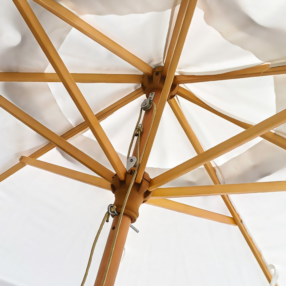 AMMSUN picnic table umbrella with pulley system for yard umbrella beach has wood pole and ribs