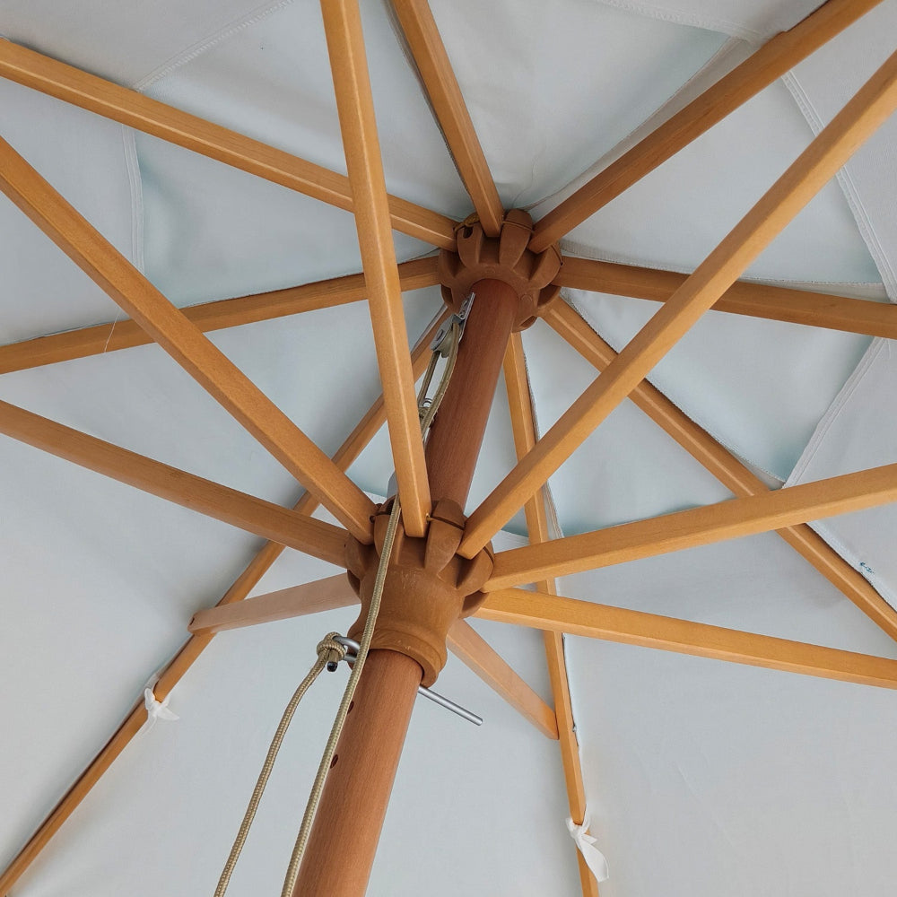 AMMSUN beach umbrella shower pool with pulley system for yard umbrella beach has wood pole and ribs