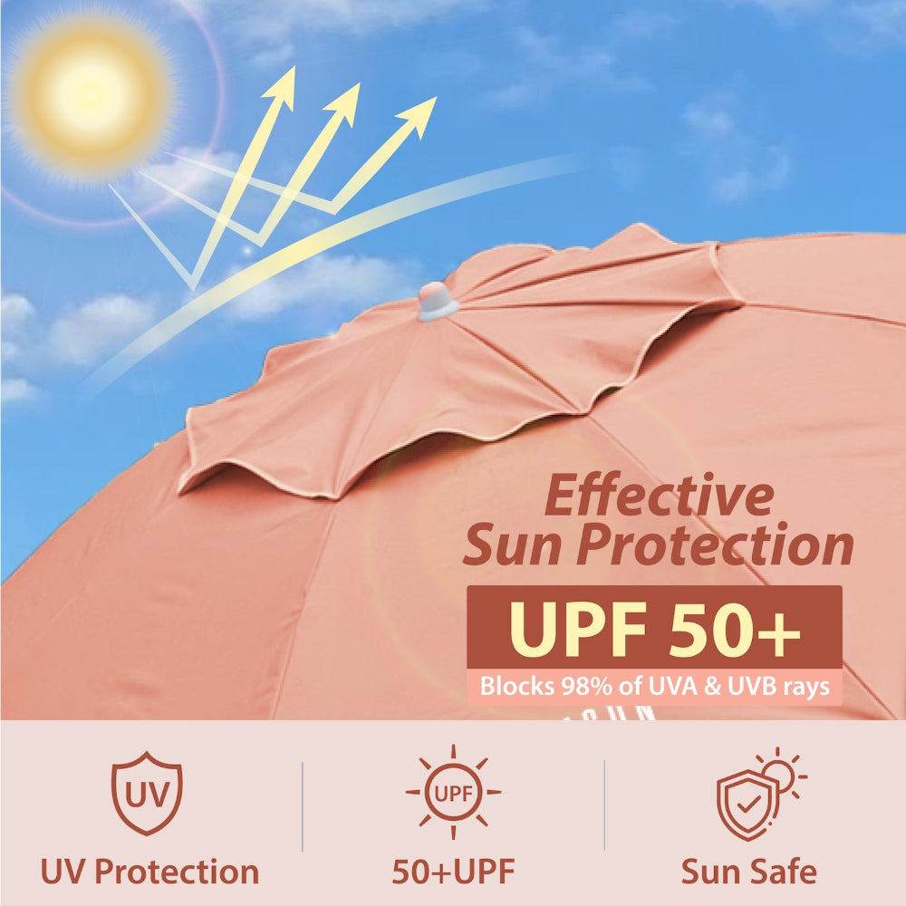 AMMSUN 6.5ft pink portable shade umbrella with stand for sport  with UV-resistant fabric for sun protection