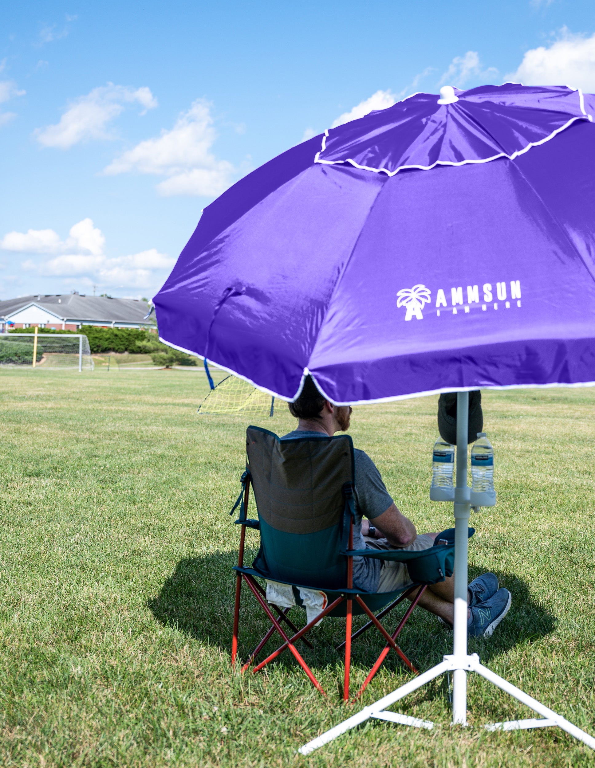 AMMSUN 6.5ft Lightweight Portable Sports Umbrella with Stand Purple