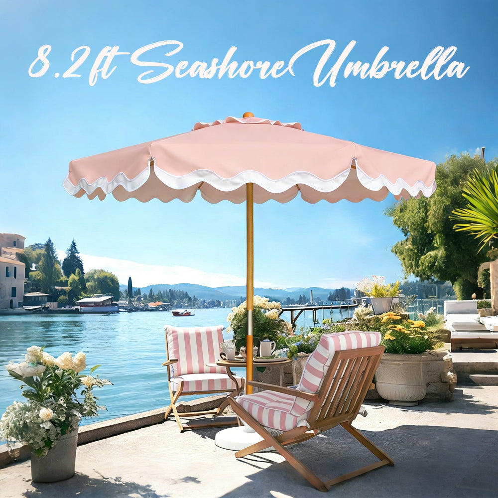 ammsun patio umbrella 7ft Fringe Umbrella,Noble Black Lightweight (1 lb) AMMSUN Heavy Duty Upgraded Steel
