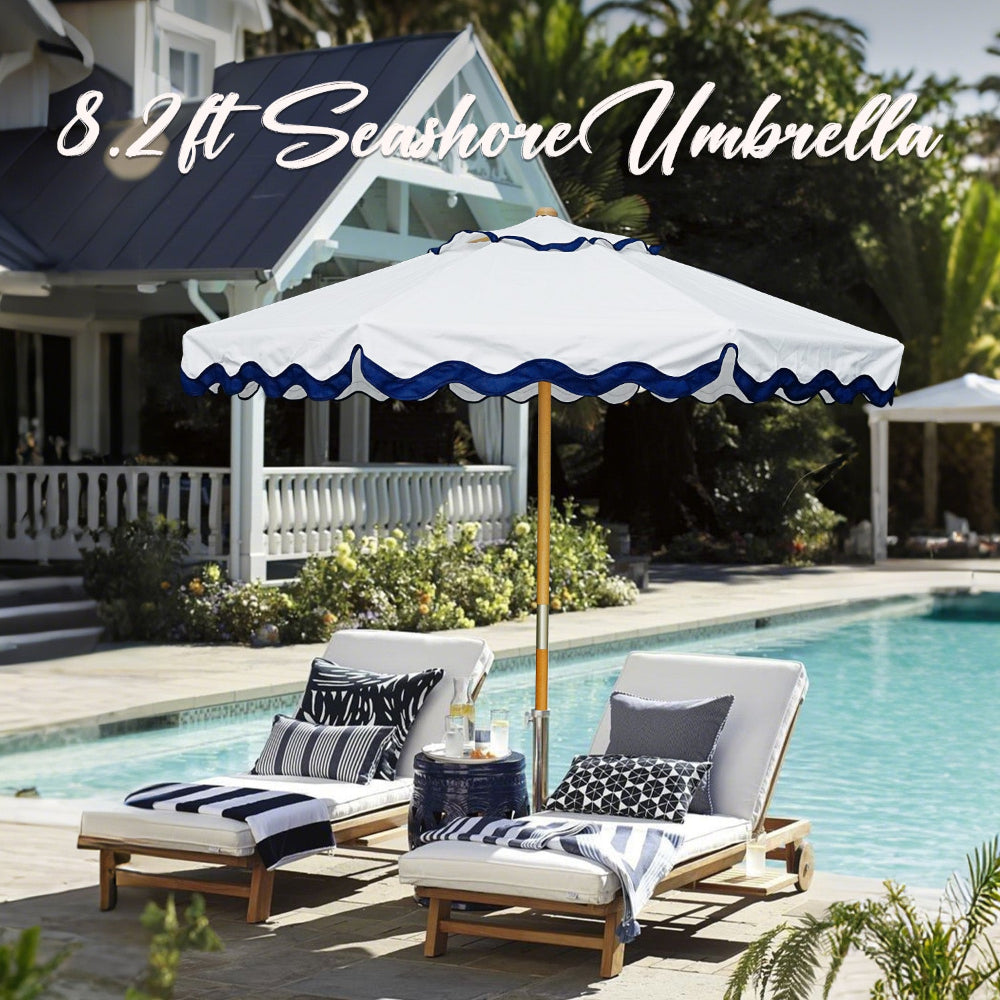 An AMMSUN 8 ft sunshade umbrella for backyard umbrella providing shade on poolside