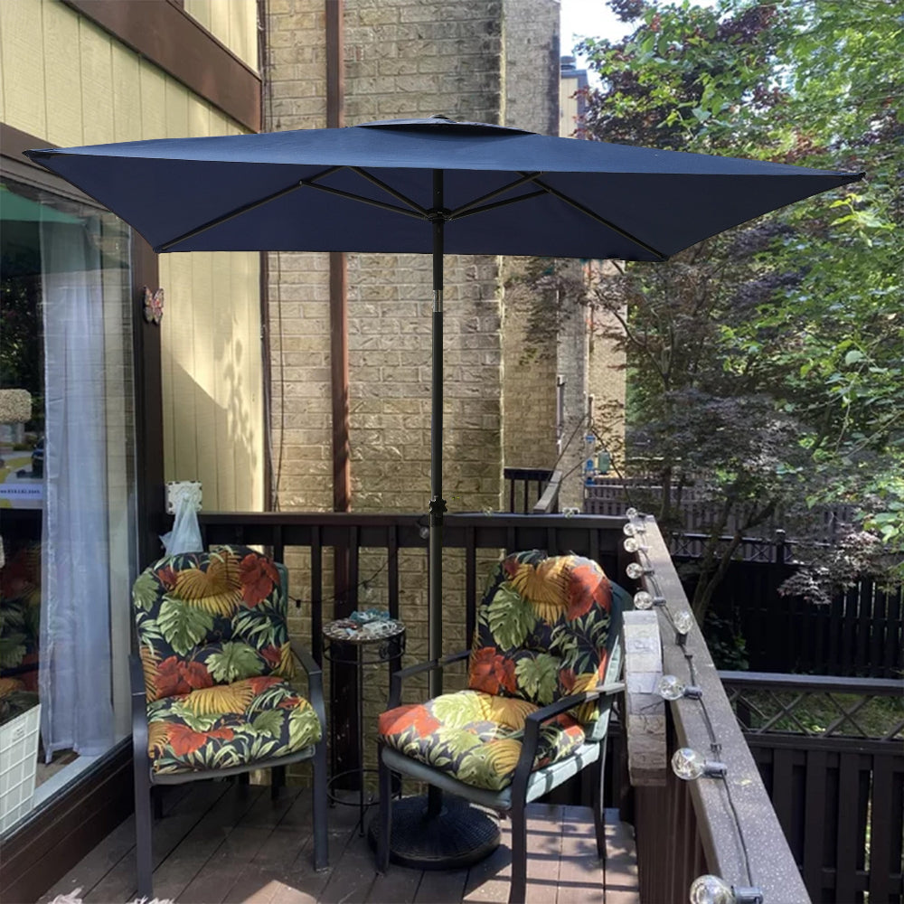 large navy blue patio umbrellas AMMSUN 6.6 x 4.3ft Rectangular Patio table Umbrella,Navy Blue