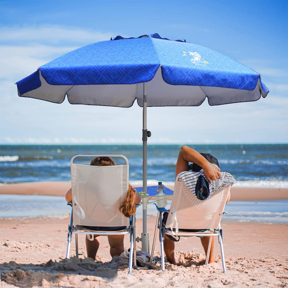 ammsun 6.5 ft outdoor patio beach umbrella sun shelter AMMSUN 6.5ft Beach Umbrella with Sand Anchor & Table,Blue