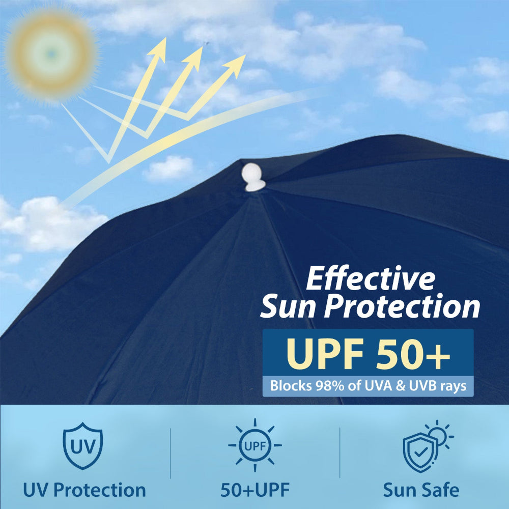 AMMSUN extra large size navy blue outdoor umbrellas for chair with clip has UPF 50+ function