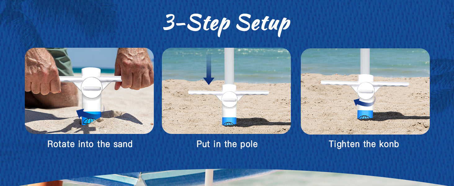3 steps to use AMMSUN white sand anchor with reinforced handle