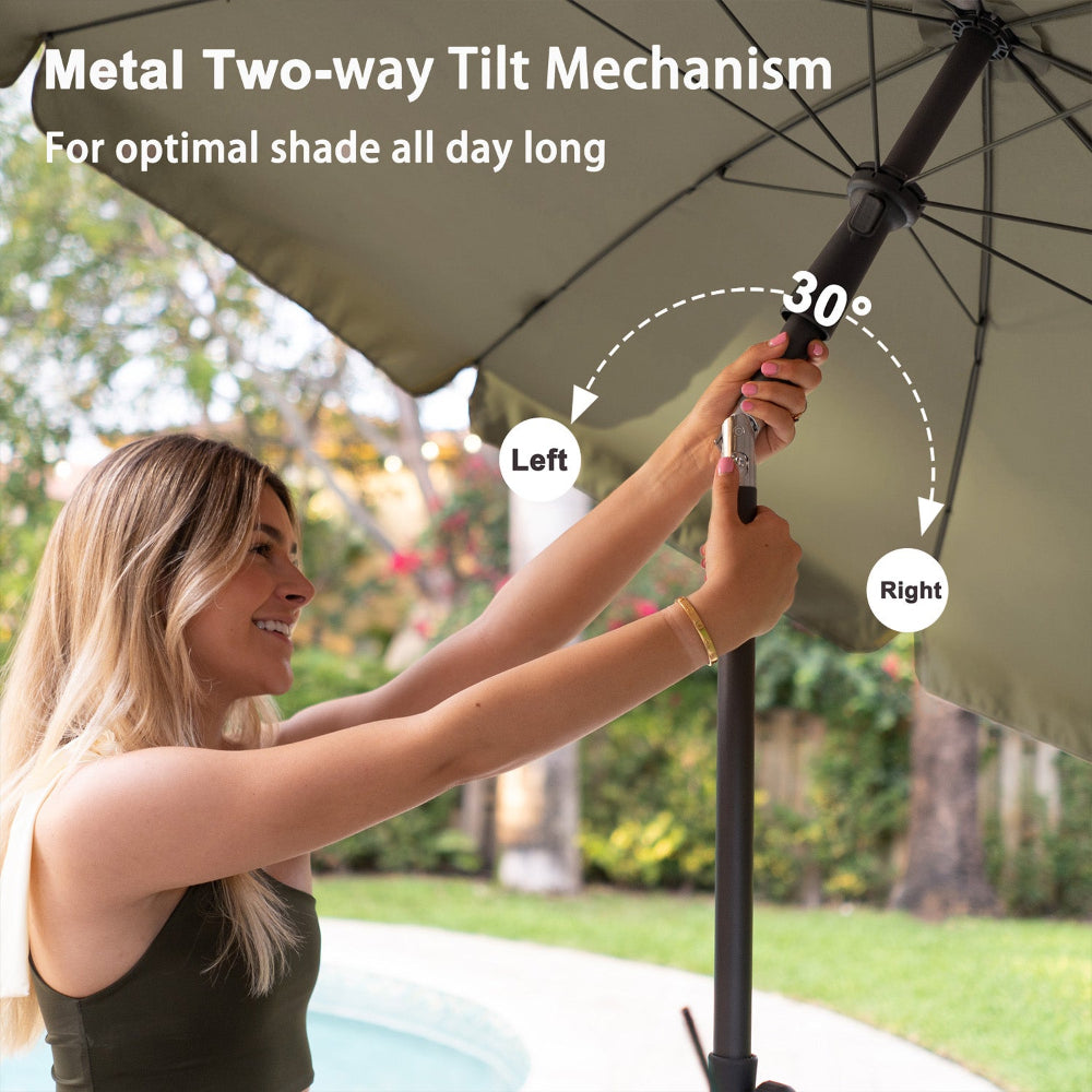 AMMSUN 6.5ft tan deck umbrellas outside for patio table has tilt function