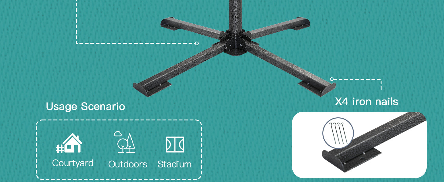 AMMSUN umbrella stand outdoor base has 4 iron nails