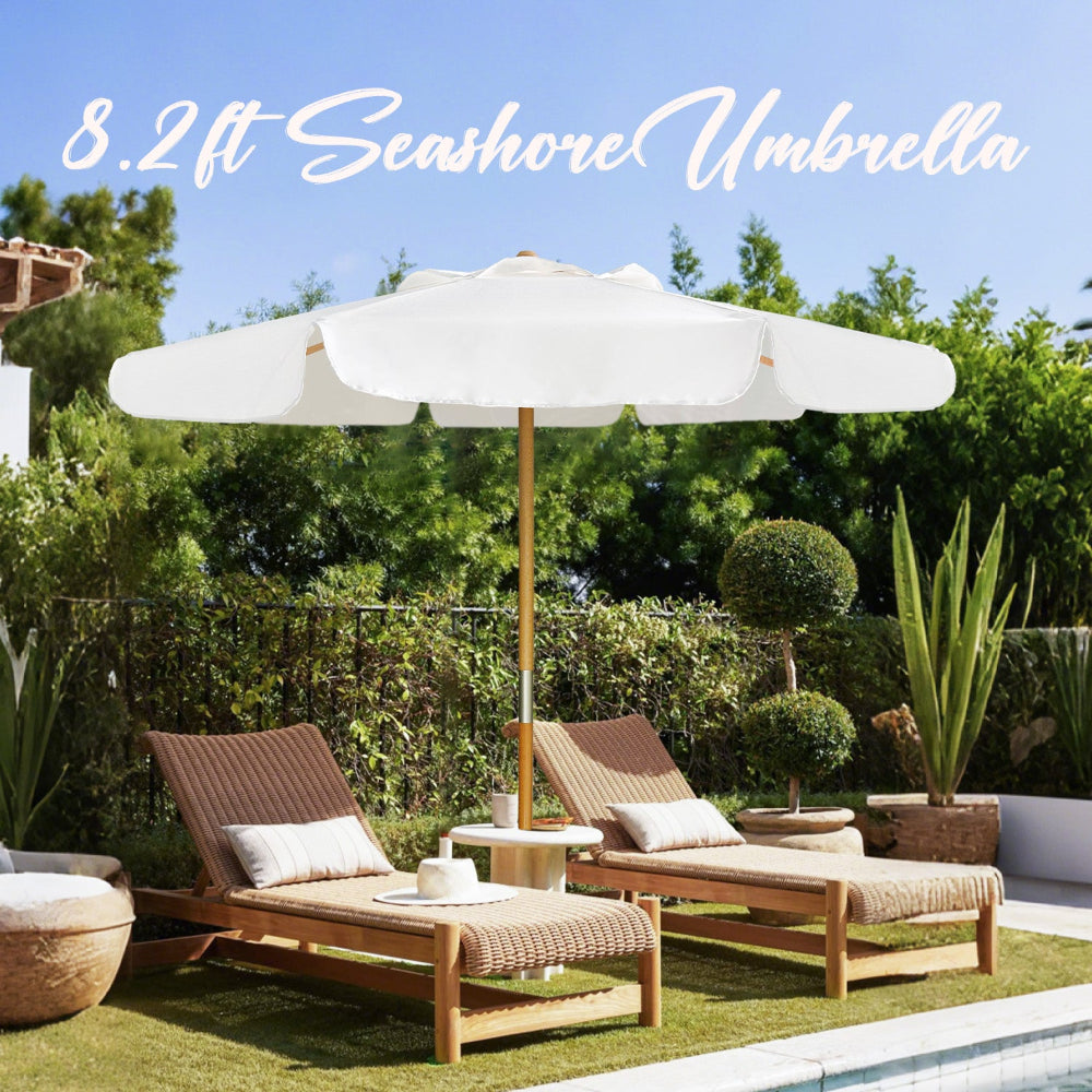AMMSUN large beach umbrella shower pool set up by poolside, offering shade
