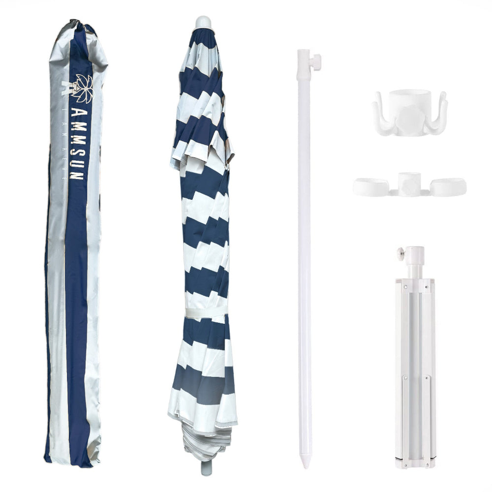 AMMSUN 6.5ft patio umbrellas & shade has a outdoor umbrella stand for sports umbrella and a hook and cup holder