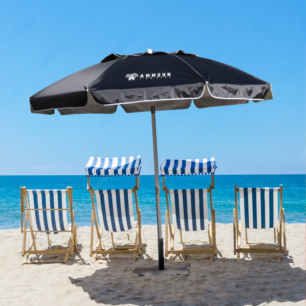AMMSUN 6.5ft Outdoor Umbrella,black