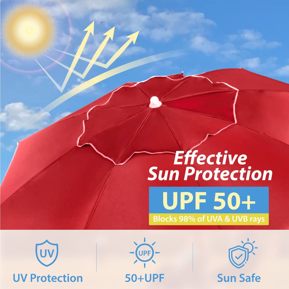 AMMSUN 6.5FT portable umbrella with stand for sun umbrella UPF 50+ for sports umbrella