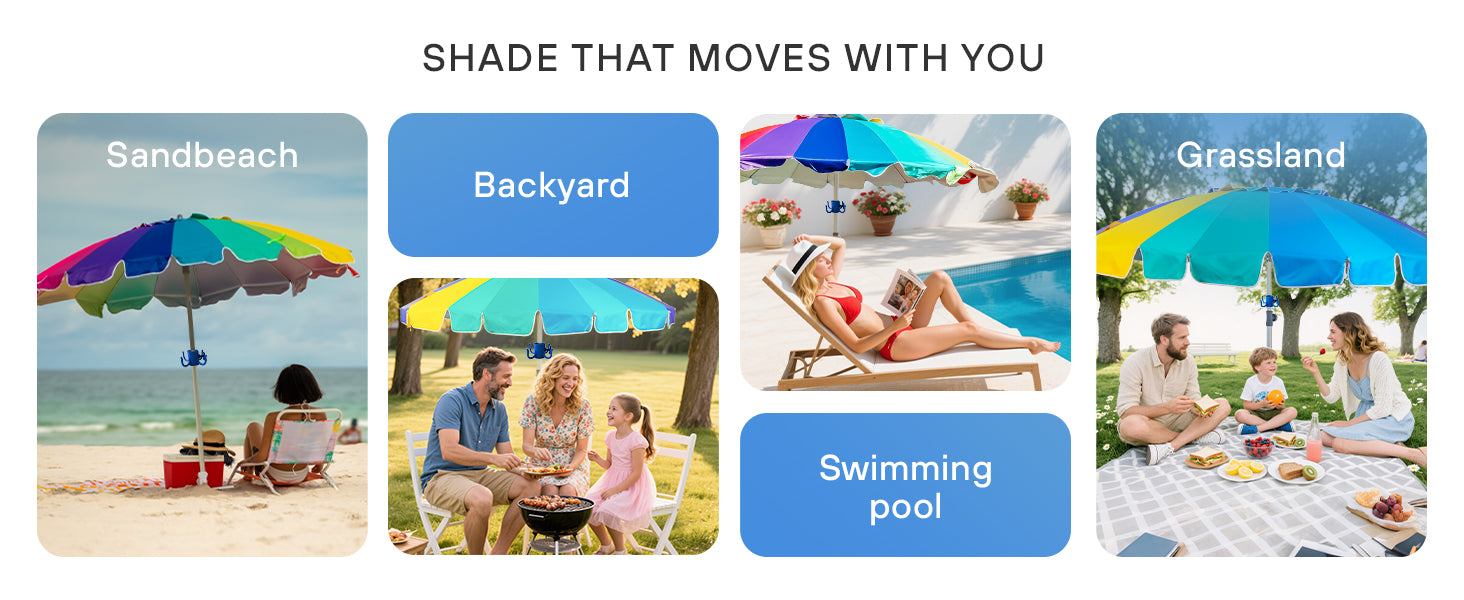 AMMSUN blue plastic hook with 4-prongs for keys and purse is suitable for sand beach, backyard, pool and grassland