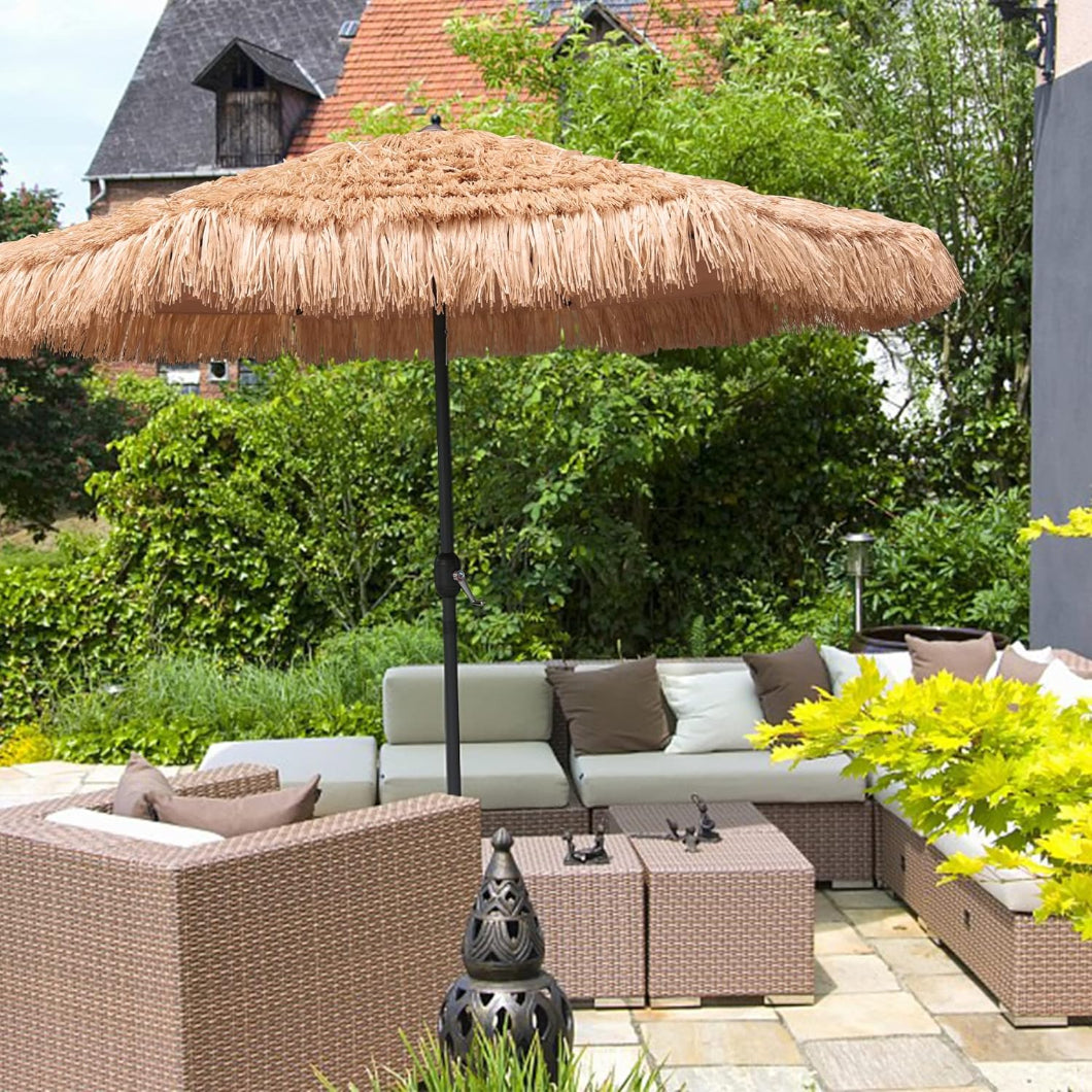 AMMSUN 9ft Hula Thatched Tiki Patio Umbrella Hawaiian Style
