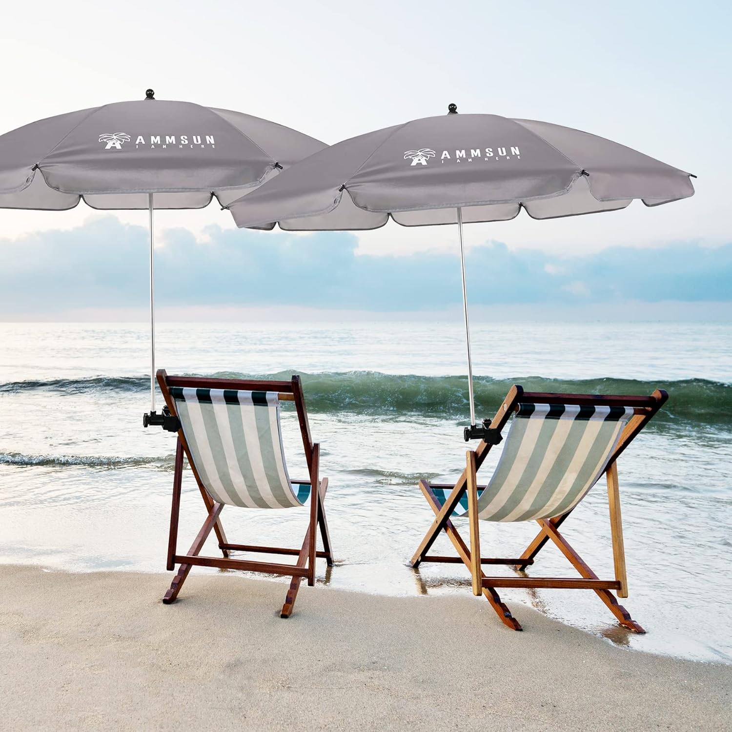 AMMSUN 43 inches Chair Umbrella with Clamp Grey 2 PCS