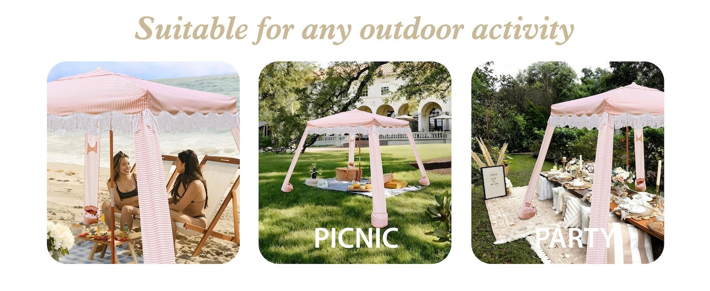 AMMSUN outdoor shade fringe cabana for beach gear purchasers fits for seaside, picnic and party