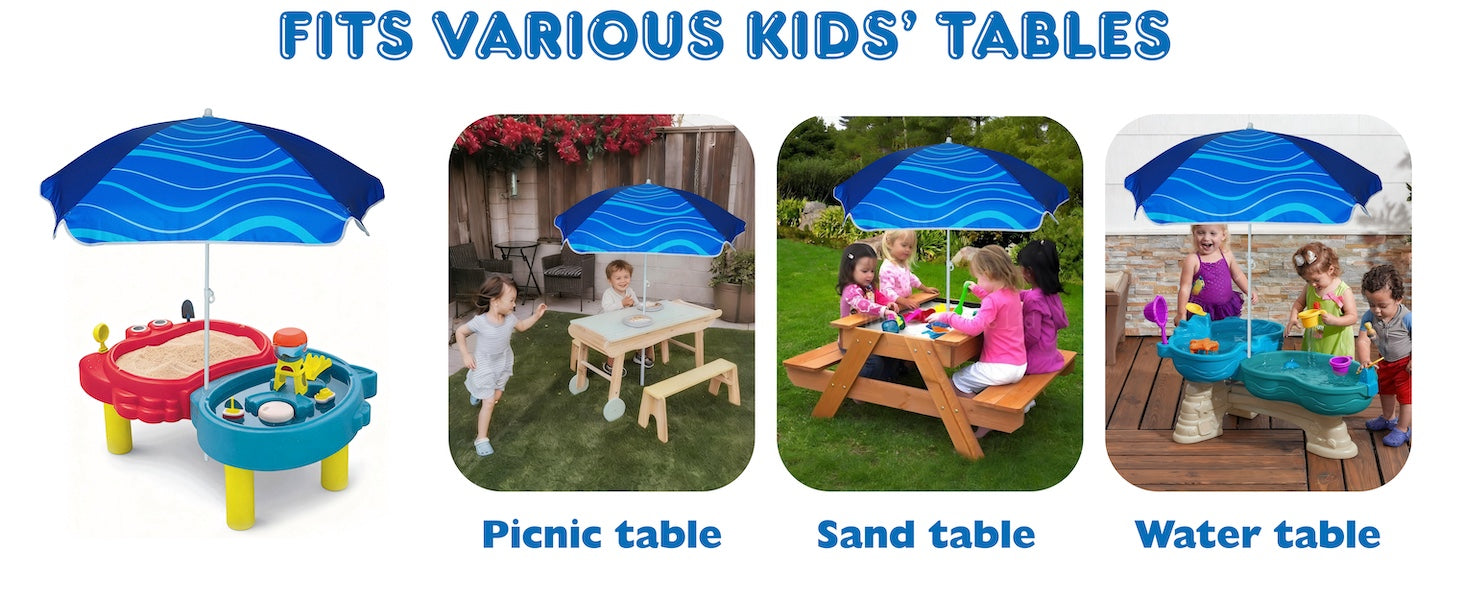 AMMSUN 5ft navy blue lawn beach umbrella for water table - kids durable umbrellas for children