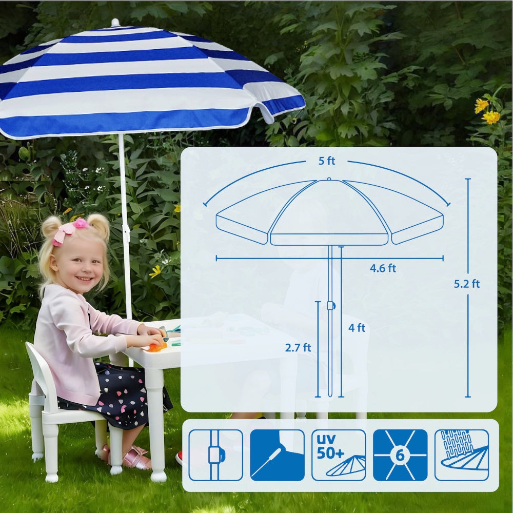 AMMSUN 5ft Kid Umbrella, Blue White