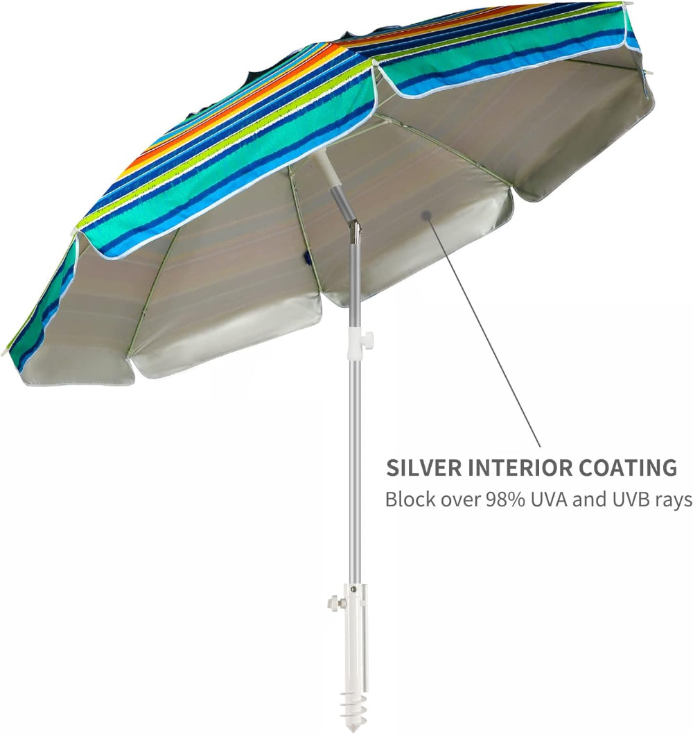 ammsun 6.5 ft outdoor patio beach umbrella sun AMMSUN 6.5ft Outdoor Umbrella with sand anchor,Red Stripes