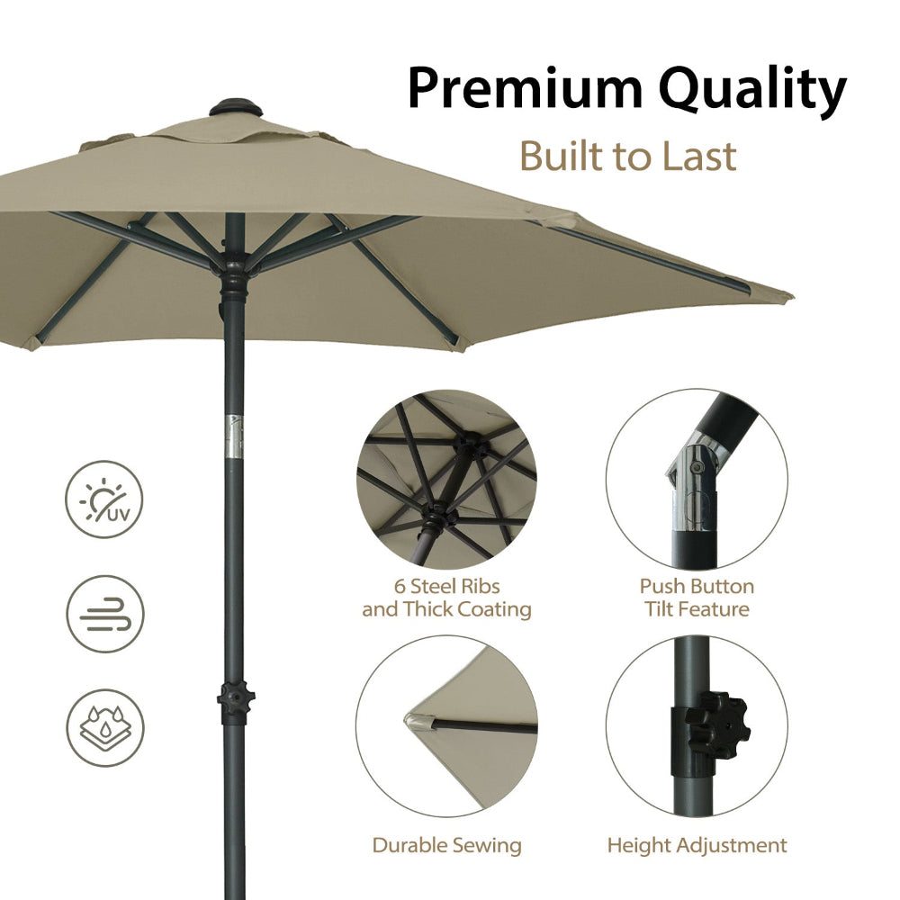 The AMMSUN 6ft khaki outdoor patio best compact umbrella with tilt and height adjust knob
