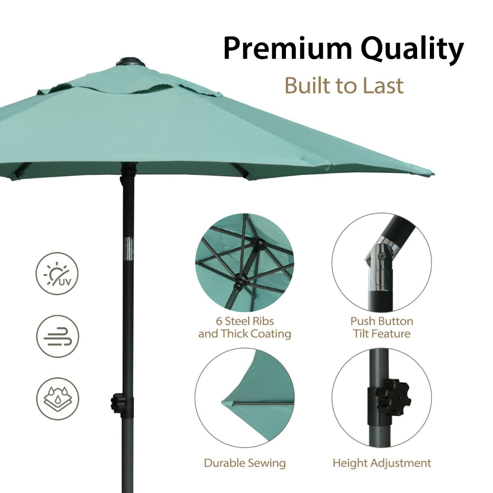 AMMSUN 6ft green outdoor patio backyard umbrella equipped with button tilt and height adjust knob