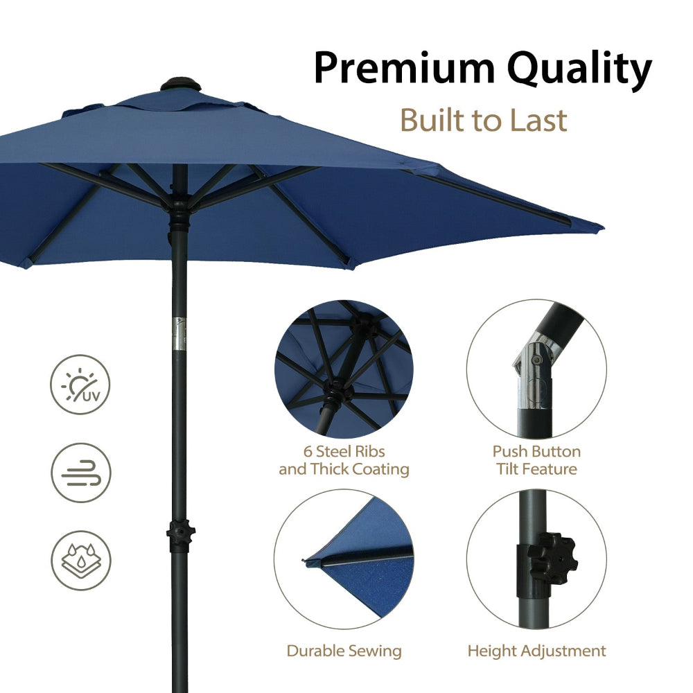 AMMSUN 6ft dark blue outdoor patio umbrella for sun brella with tilt has  height adjust knob